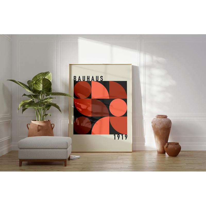 Bauhaus Poster Print, Beige Exhibition Poster, Mid Century Modern Art Decor, Orange Abstract Vintage Minimalist Retro Wall Art Gift Idea-3.jpg