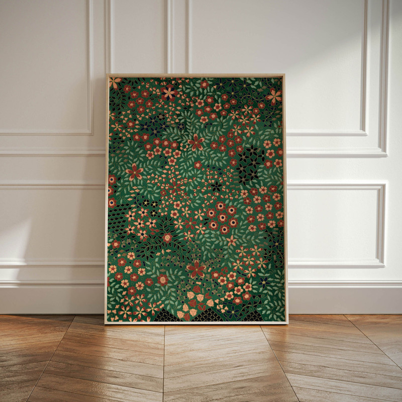 Japanese Woodblock Poster, Floral Oriental Print, Green And Red Wall Art Poster Popular Famous Artist Art Print, Gallery Wall Home Decor-2.jpg