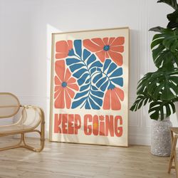 colourful flower market henri matisse watercolour print, boho home decor, plant wall art, pastel colour vintage exhibiti