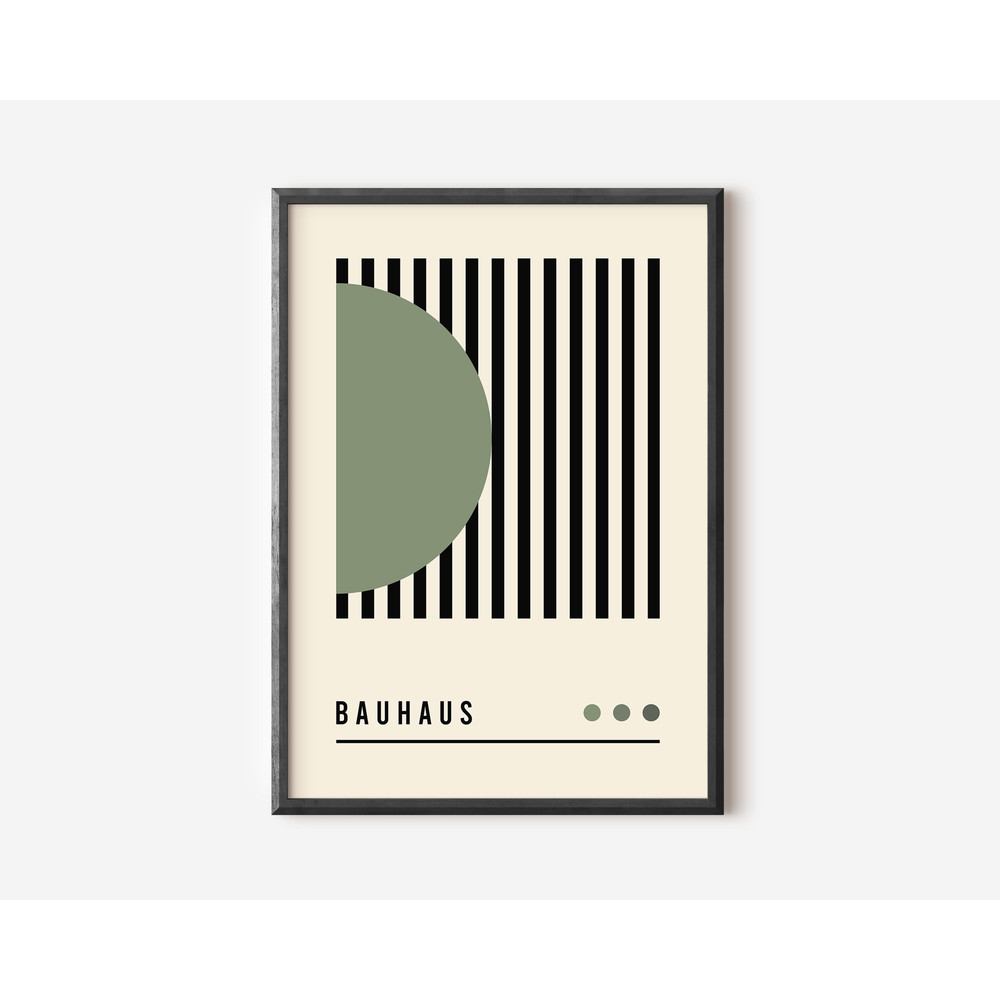 Bauhaus Poster Print, Beige Exhibition Poster, Mid Century Modern Art Decor, Sage Green Abstract Vintage Minimalist Retro Wall Art Gift Idea.jpg