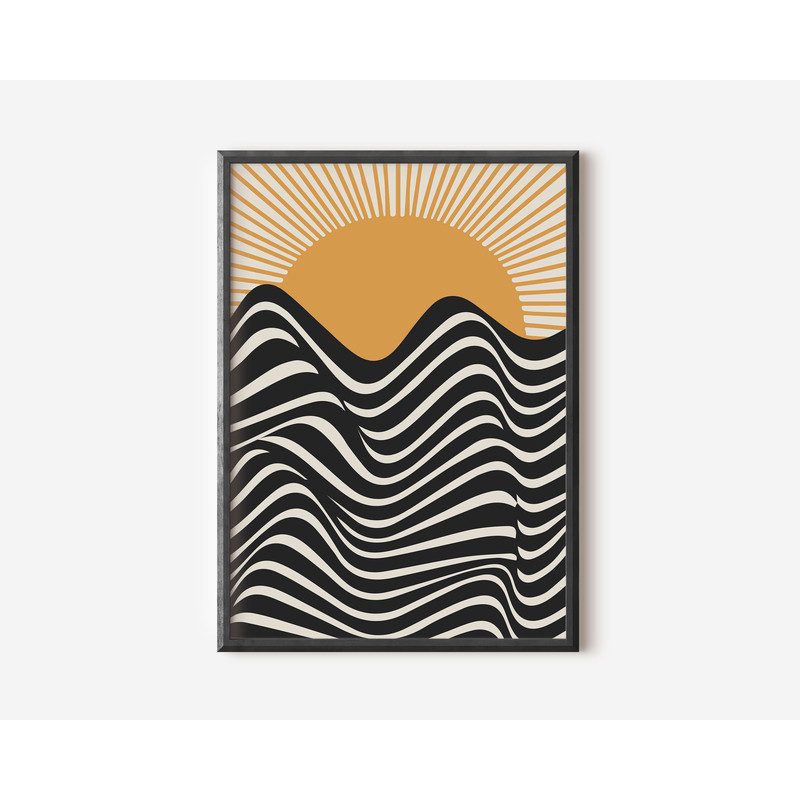 Bauhaus Poster Print, Beige Exhibition Poster, Mid Century Modern Sun Art Decor, Orange Abstract Vintage Minimalist Retro Wall Art Gift Idea.jpg