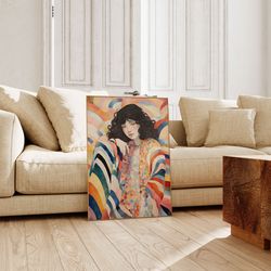 colorful eclectic poster print, boho wall art, bohemian decor, artistic rainbow green home decor, gallery wall home deco