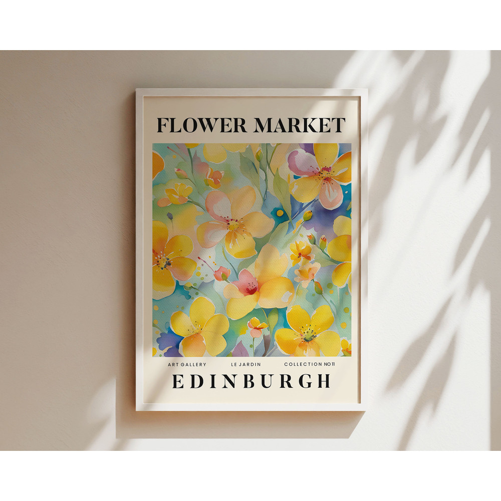 Edinburgh Scotland Flower Art Poster Print, Wanderlust Travel Art, Floral Wall Decor, Botanical Art, Gift for Travelers, Travel Inspired Art.jpg