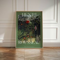 henri rousseau art print, sage green jungle abstract vintage minimalist gift idea, famous artist print, gallery wall hom