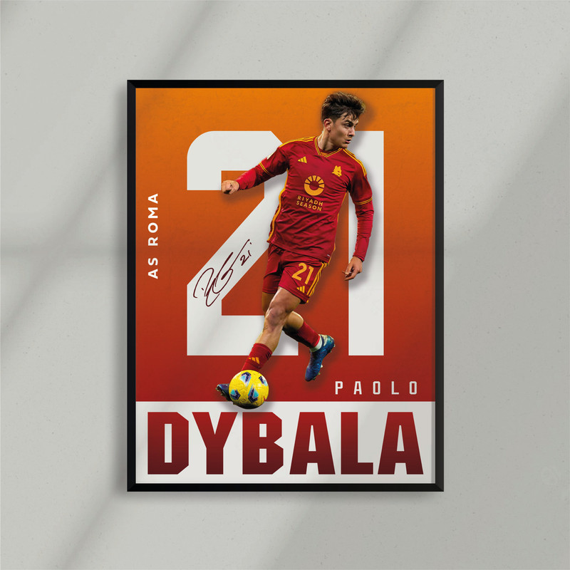 Sport Design - Paulo Dybala - Argentina - AS Roma Poster - Minimalist Art - Man Cave - Digital Download.jpg
