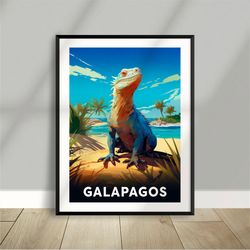 galapagos - chile - iguane - poster - minimalist nature poster - travel print - nature wall art - home deco