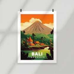 bali - java - indonesia - volcano - national park poster - minimalist nature poster - travel print - nature wall art - t