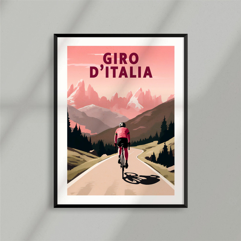 Giro d'Italia - Pink Jersey - Cycling - Tour d'italie - Poster - Minimalist Nature Poster - Travel Print - Nature Wall Art.jpg