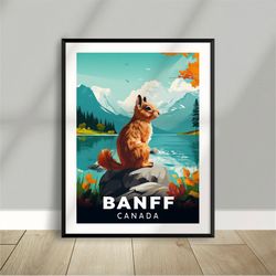 squirrel in banff national park - canada - peyto lake - poster - minimalist nature poster - travel print - nature wall a
