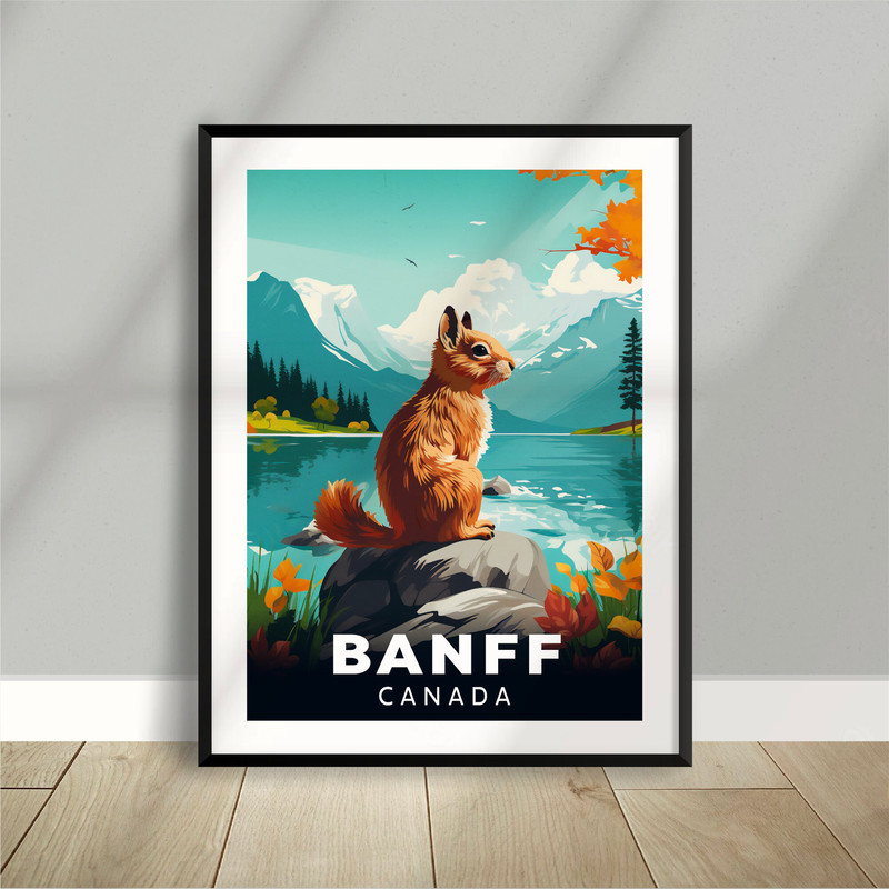 Squirrel in Banff National Park - Canada - Peyto Lake - Poster - Minimalist Nature Poster - Travel Print - Nature Wall Art.jpg