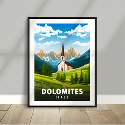 ferrari poster - dolomites italy - mountains - hot rod - poster - minimalist nature poster - travel print - nature wall