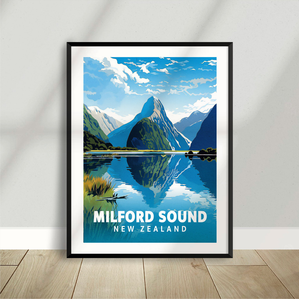 Milford Sound - Fjord - New Zealand - National Park Poster - Minimalist Nature Poster - Travel Print - Nature Wall Art - T Shirt.jpg