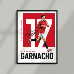 sport design - alejandro garnacho - manchester united - argentinl - football - soccer- poster - design - wall art - digi