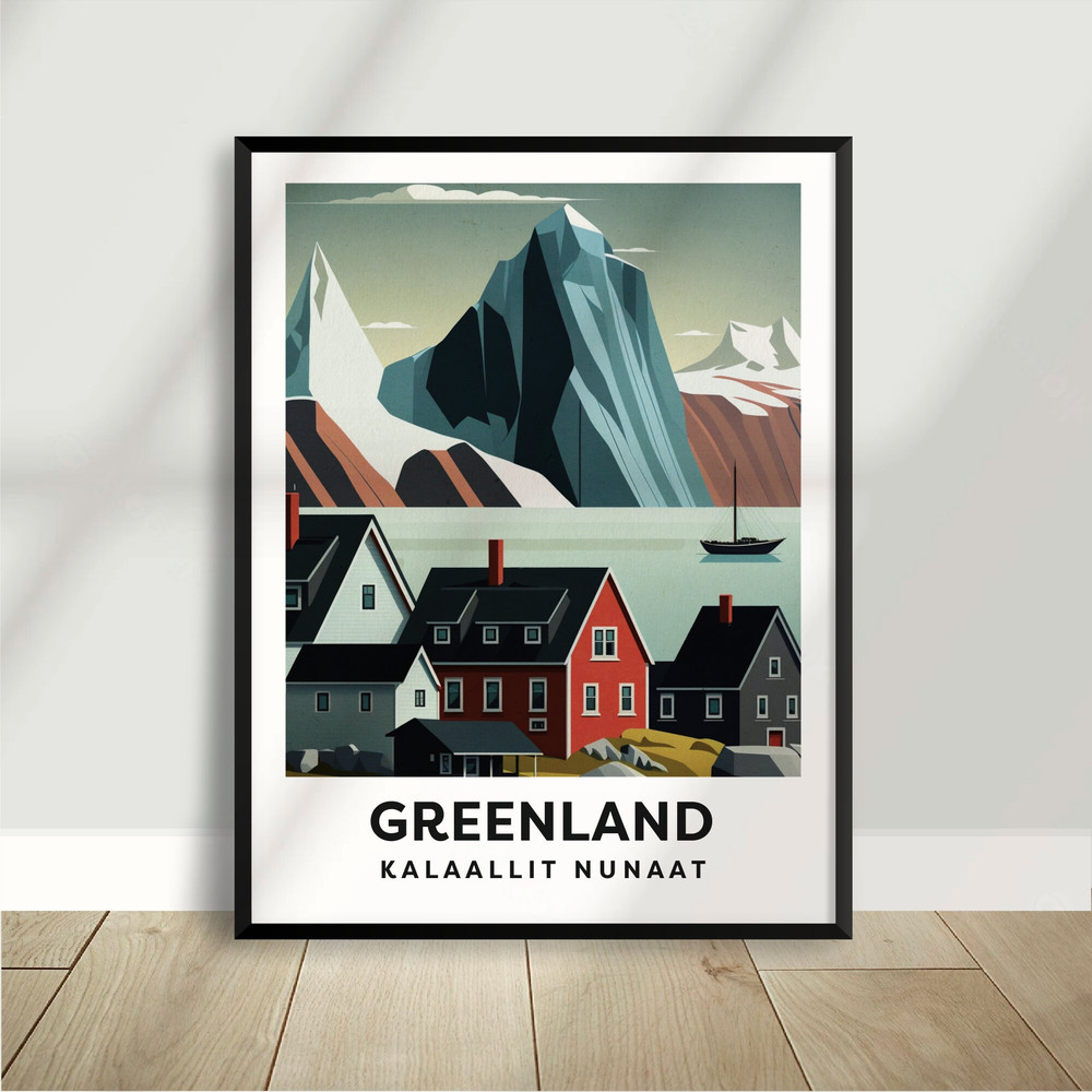 GreenlandGroenland Landscape - Houses - Mountains - National Park Poster - Minimalist Nature Poster - Travel Print - Nature Wall Art.jpg
