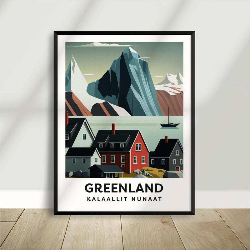 GreenlandGroenland Landscape - Houses - Mountains - National Park Poster - Minimalist Nature Poster - Travel Print - Nature Wall Art.jpg