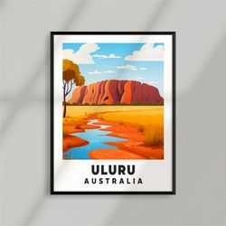 ayers rock - uluru - australia - outback - national park poster - minimalist nature poster - travel print - nature wall