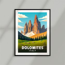 dolomites - cerro torre - tre cime - mountain peak - national park poster - minimalist nature poster - travel print - na