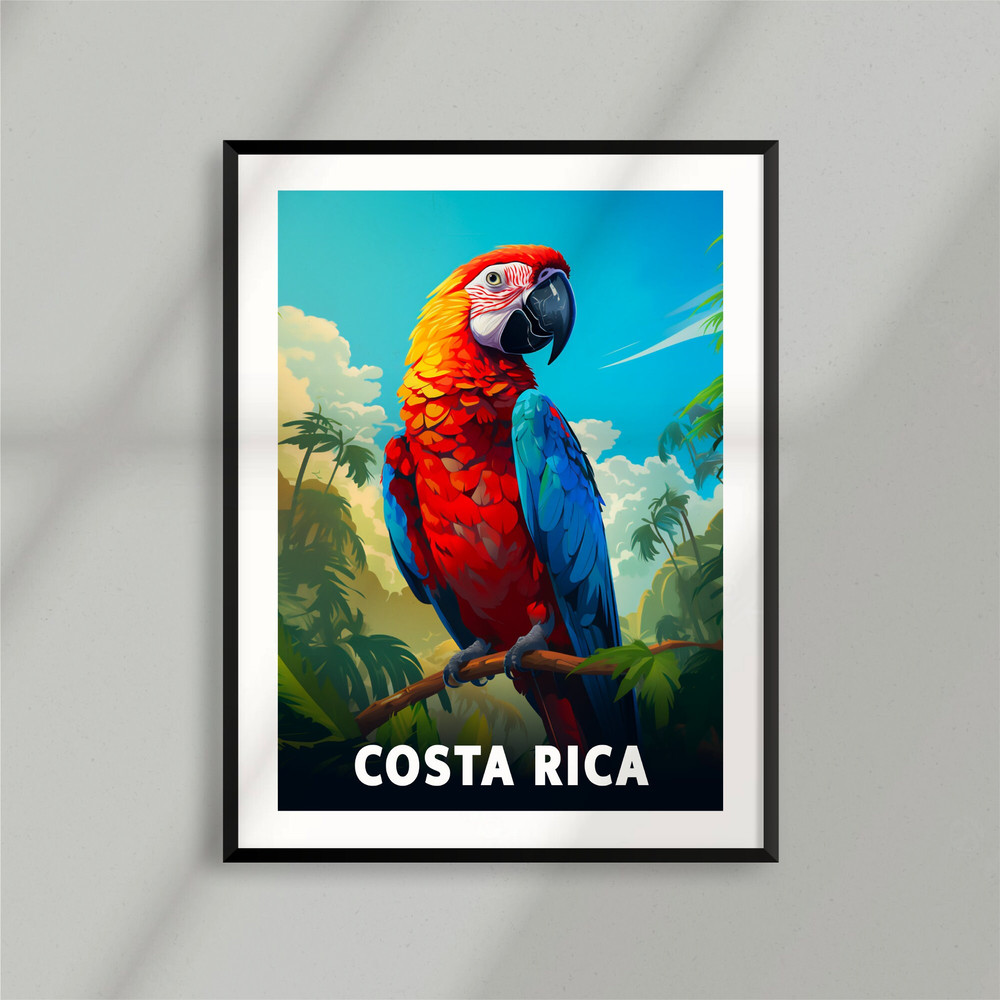 Costa Rica - Monteverde - Arenal - Volcano - Parrot - National Park Poster - Minimalist Nature Poster - Travel Print - Nature Wall Art-1.jpg