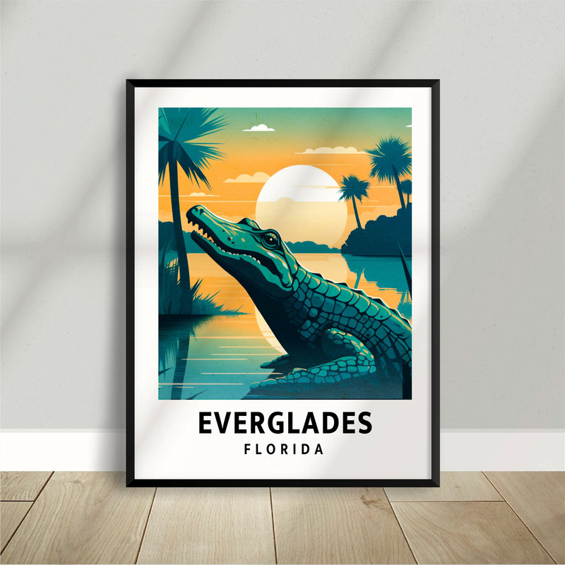 Everglades - Florida - Crocodile - Alligator - National Park Poster - Minimalist Nature Poster - Travel Print - Nature Wall Art - T Shirt.jpg