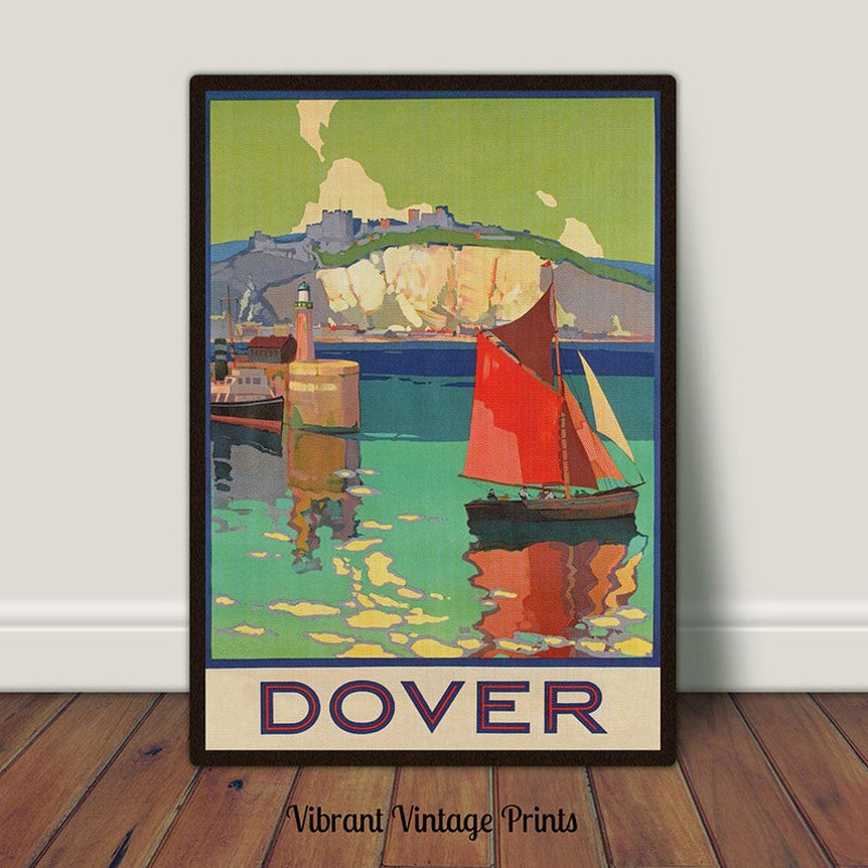 Sailboats Wall Art, Vintage Wall Art, Dover England Print, United Kingdom Wall Art.jpg