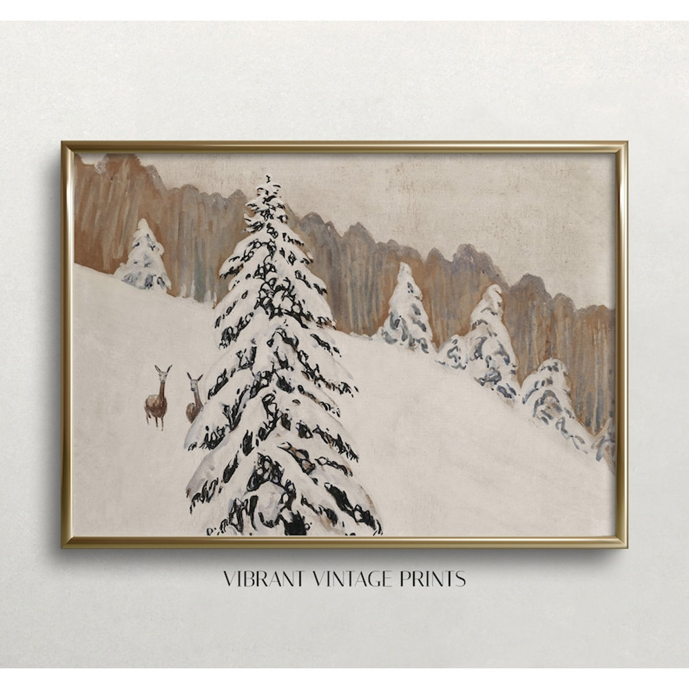Winter Wall Art, Vintage Wall Art, Muted Neutral Decor, Winter Landscape, Winter Art.jpg