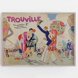 trouville france art, vintage wall art, france wall art, travel poster, art deco decor