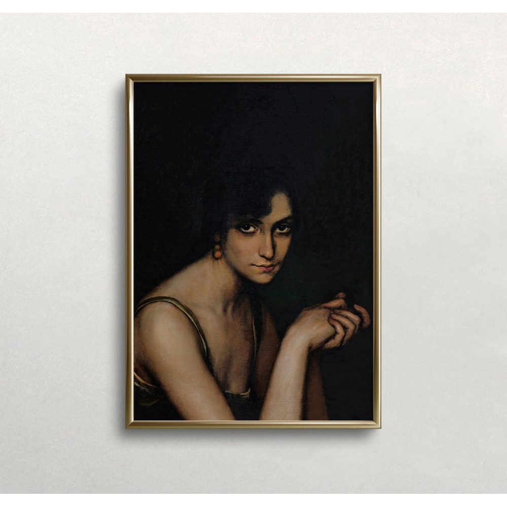 Woman Portrait Dark Moody Wall Art Vintage Woman Vintage Wall Art Dark Aesthetic Decor.jpg