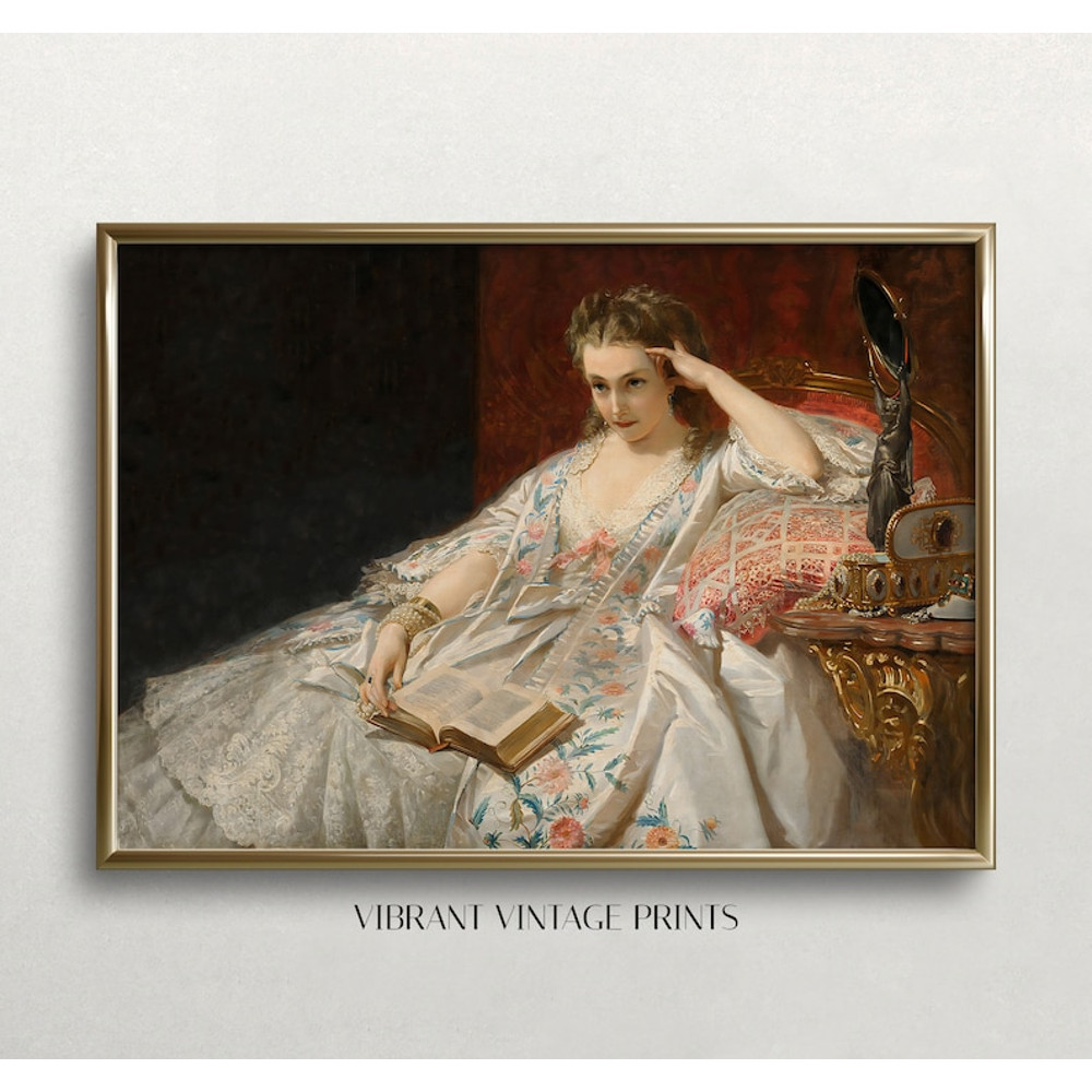 Reading Woman, Vintage Wall Art, Woman Portrait, Vintage Woman Art, Antique Wall Decor.jpg