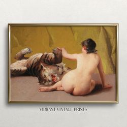 tiger wall art, vintage wall art, vintage tiger print, muted neutral colors, pacing tiger art