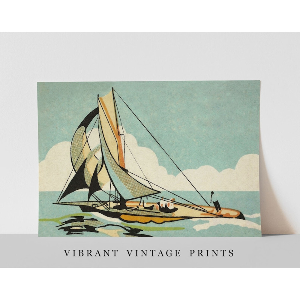 Sailboat Wall Art, Vintage Wall Art, Japandi Wall Art, Muted Neutral Colors, Nautical Wall Decor.jpg
