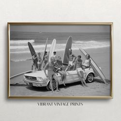 surfer wall art, black and white art, vintage wall art, beach wall art, surfers, retro wall decor
