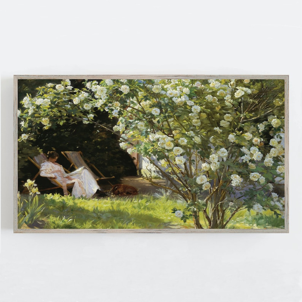 Samsung Frame TV Art, Vintage Wall Art, Spring Wall Art, Reading, Farmhouse Wall Decor, Garden Wall Art.jpg