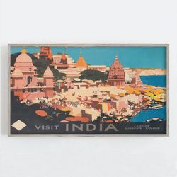 samsung frame tv art, india wall art, india travel poster, vintage wall art, visit india, boho wall decor