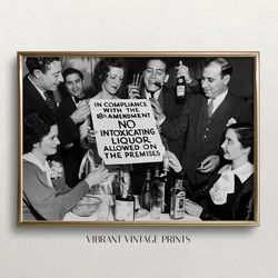 prohibition wall art, no liquor sign, black and white art, vintage wall art, speakeasy art, bar wall decor