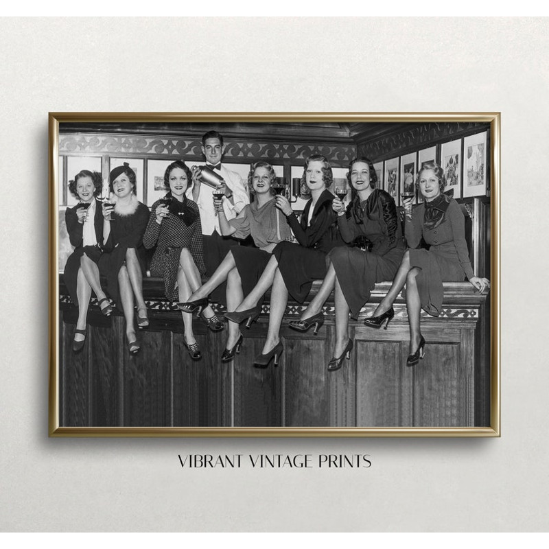 Women at Bar, Black and White Art, Vintage Wall Art, Prohibition Wall Art, Speakeasy Print, Bar Wall Decor.jpg