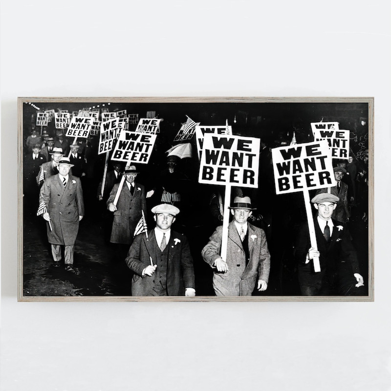Samsung Frame TV Art, Prohibition Wall Art, Black and White, Vintage Wall Art, We Want Beer, Man Cave Decor.jpg
