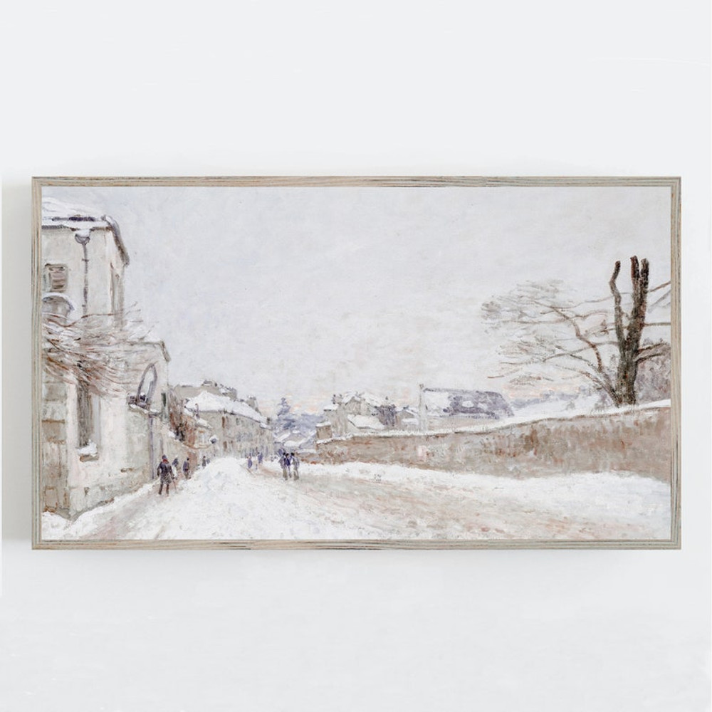 Samsung Frame TV Art, Vintage Wall Art, Winter Wall Art, Farmhouse Wall Decor, Village Street, Rustic Decor.jpg