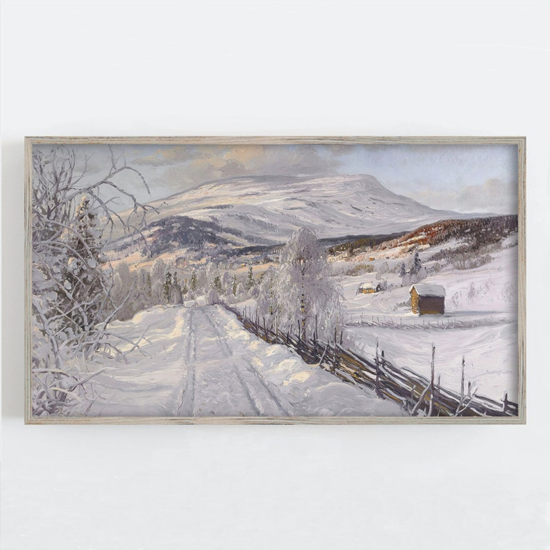 Samsung Frame TV Art, Winter Wall Art, Vintage Wall Art, Winter Landscape, Soft Muted Colors, Digital DOWNLOAD.jpg