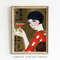 Woman Portrait, Bar Cart Decor, Vintage Wall Art, Woman with Martini, Kimono, Japanese Art, Matchbox Label Art.jpg