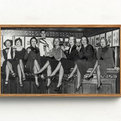 women at bar, samsung frame tv art, black and white art, prohibition wall art, vintage wall art, bar wall decor