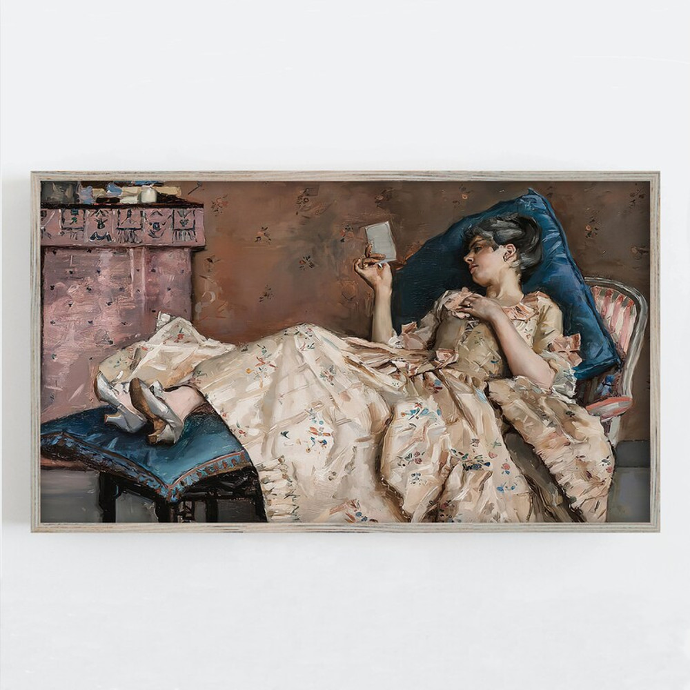 Samsung Frame TV Art, Woman Portrait, Vintage Wall Art, Reading Letter, Victorian Wall Decor, Neutral Wall Decor.jpg