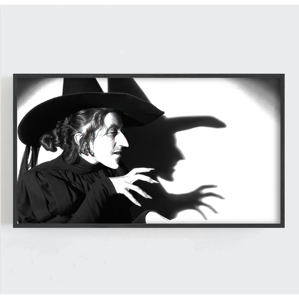 Wicked Witch Wall Art, Samsung Frame TV Art, Halloween Wall Art, Black and White, Witchy Wall Decor, Vintage Wall Art.jpg