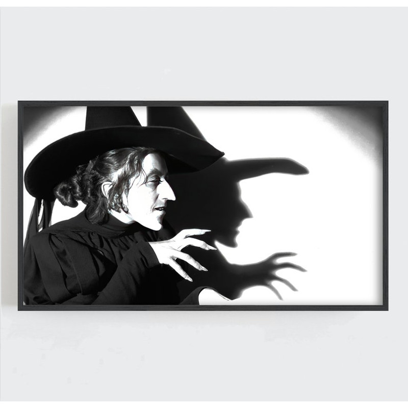 Wicked Witch Wall Art, Samsung Frame TV Art, Halloween Wall Art, Black and White, Witchy Wall Decor, Vintage Wall Art.jpg