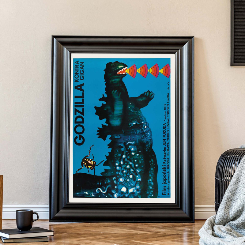Vintage Godzilla Movie Poster Print, Gojira Art, Movie Lover Gifts.jpg