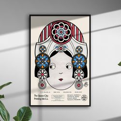 ornamental mandala woman - vintage art print - traditional dress art