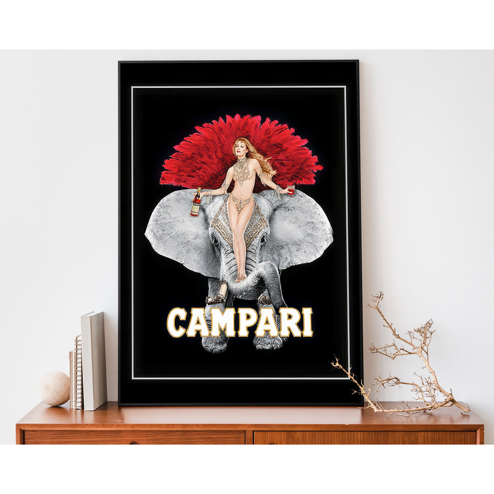 Vintage Campari Elephant Poster, Art Nouveau French Print, Alcohol Advertisement.jpg