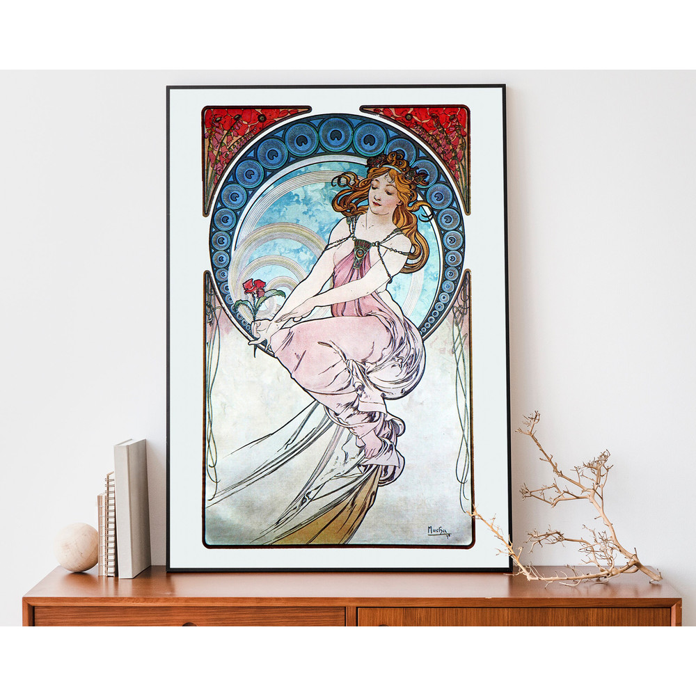Vintage Alphonse Mucha Print, Woman Illustration, Art Nouveau Wall Art, French Decor.jpg