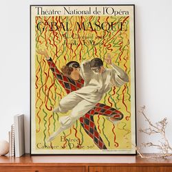 vintage national theatre art print,  art nouveau french wall art, antique advertising poster
