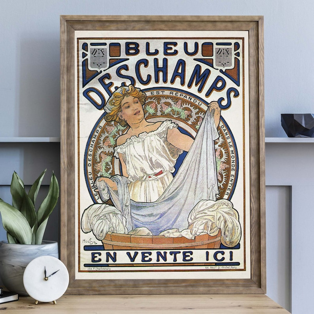 Vintage Alphonse Mucha Advertising Art Print, Art Nouveau French Poster, Bleu Deschamps Poster.jpg