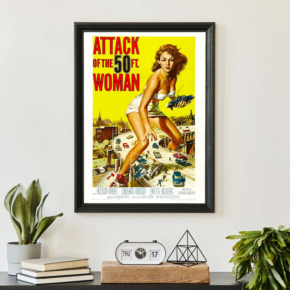 Vintage Poster, Attack of the 50ft Woman, Science Fiction Movie Poster, Retro Hollywood Artwork.jpg